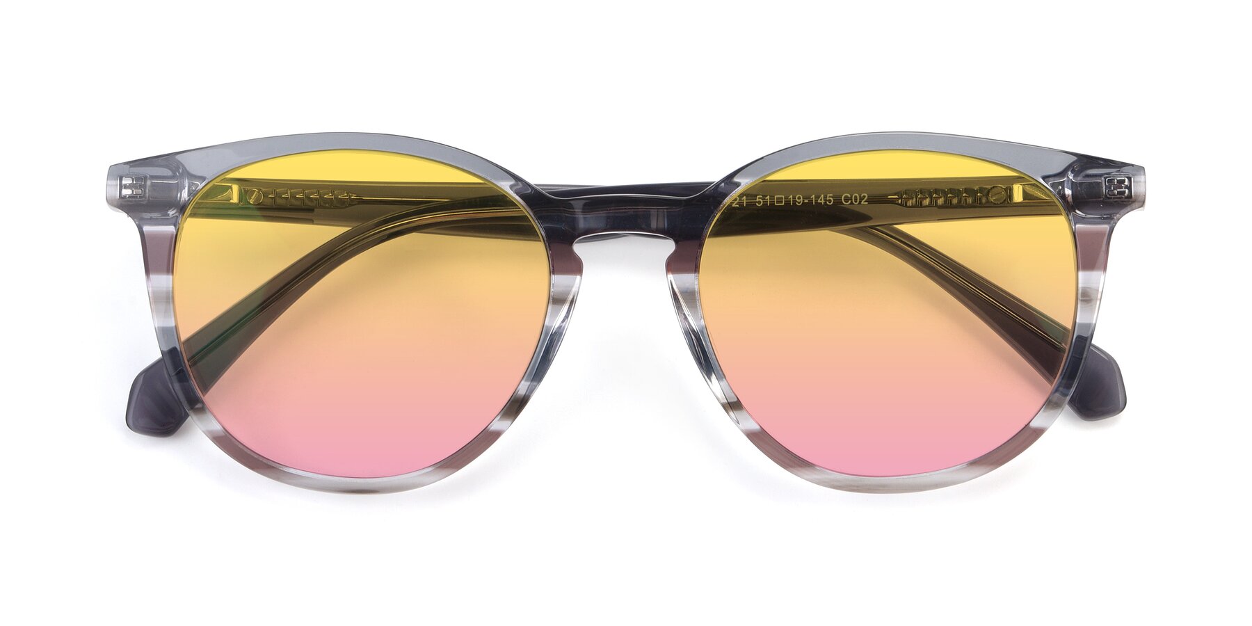 Folded Front of 17721 in Stripe Grey with Yellow / Pink Gradient Lenses