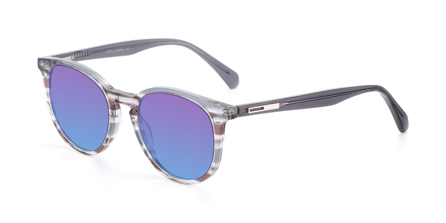 Angle of 17721 in Stripe Grey with Purple / Blue Gradient Lenses