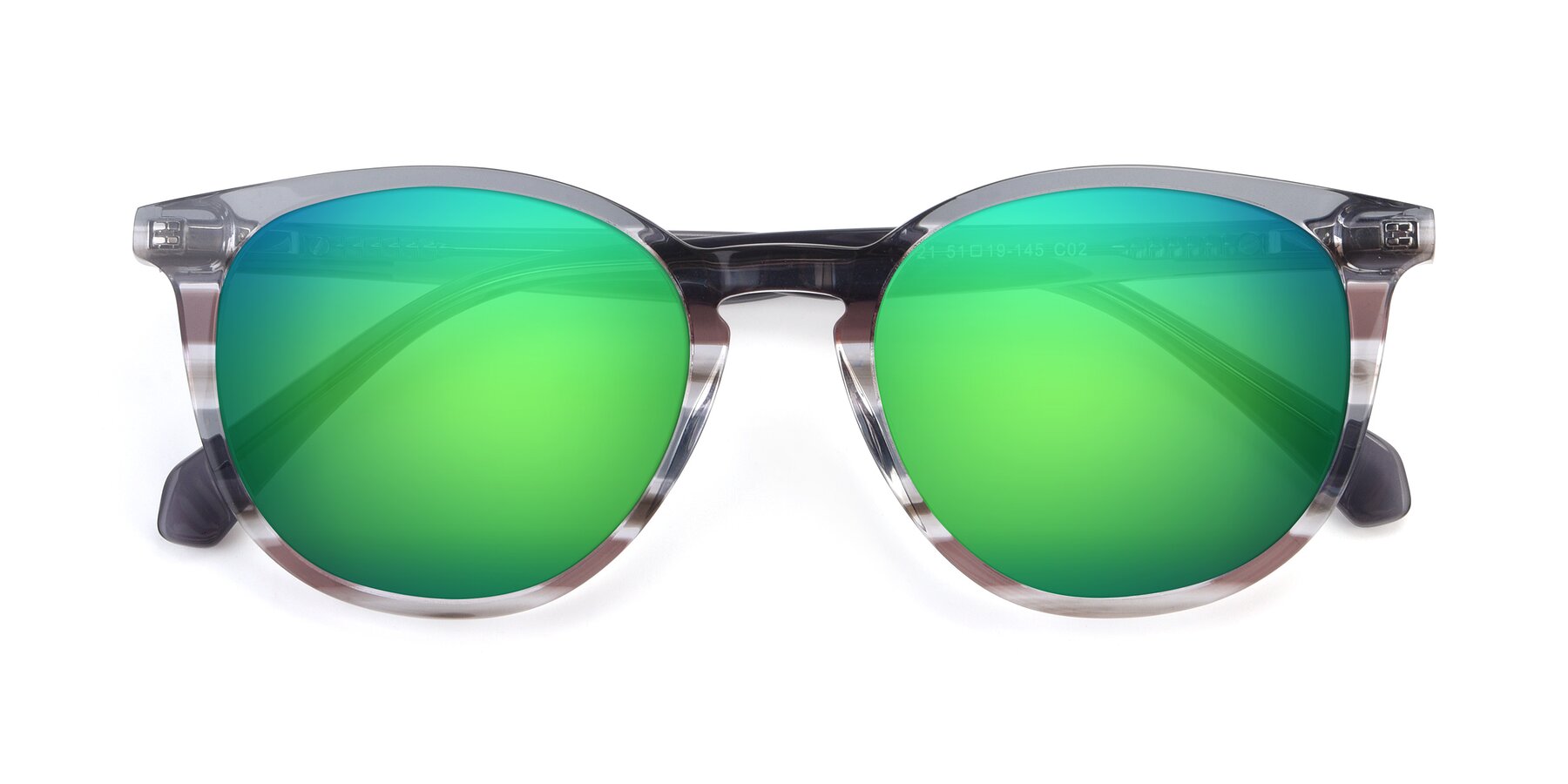 Folded Front of 17721 in Stripe Grey with Green Mirrored Lenses