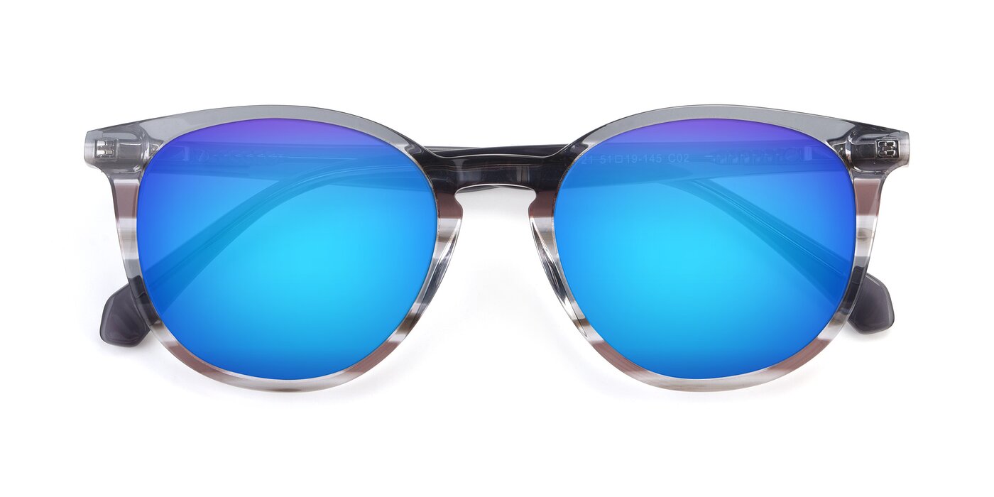 17721 - Stripe Grey Flash Mirrored Sunglasses
