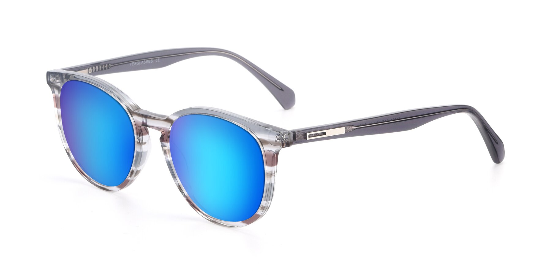 Angle of 17721 in Stripe Grey with Blue Mirrored Lenses