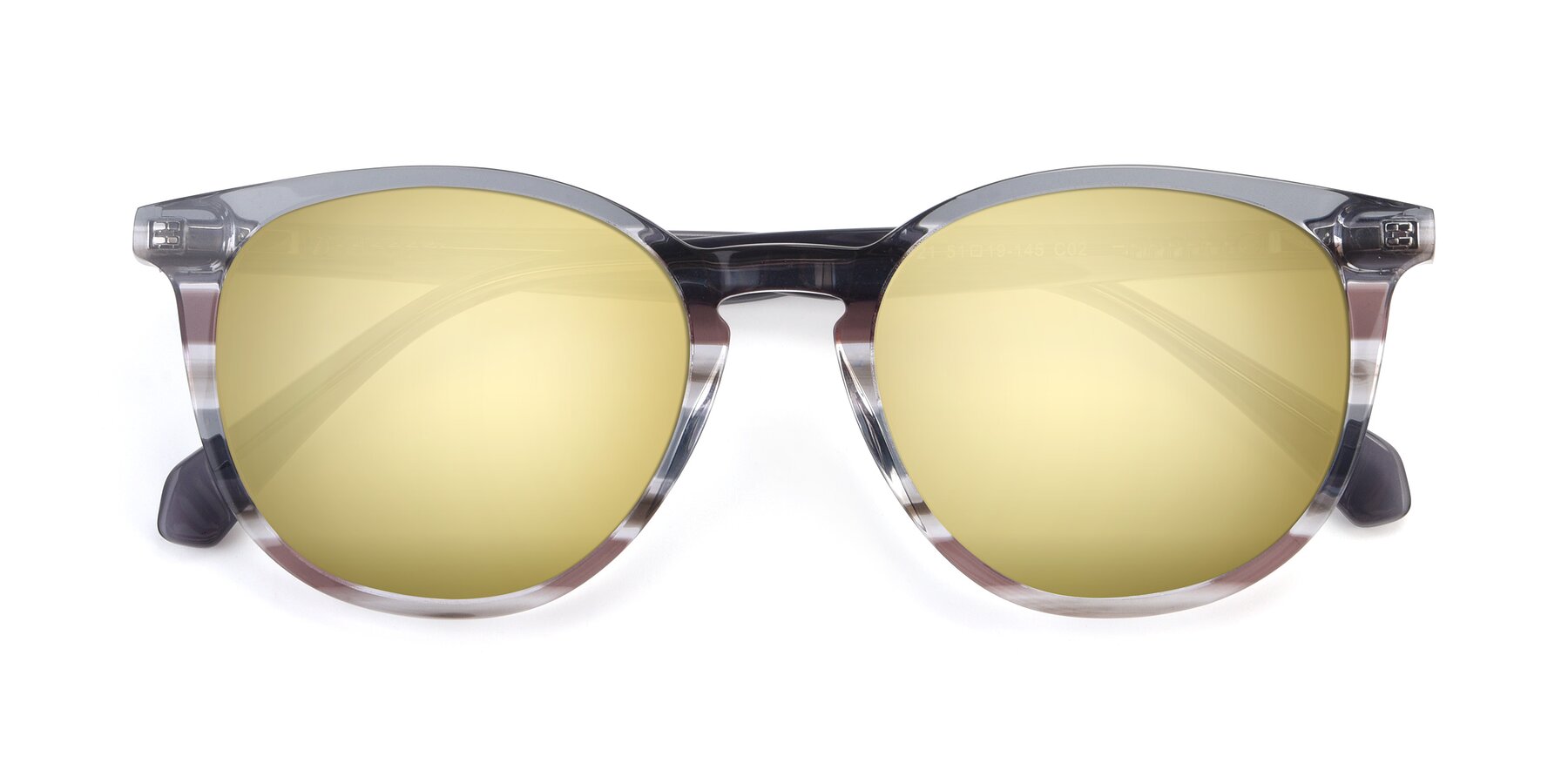 Folded Front of 17721 in Stripe Grey with Gold Mirrored Lenses