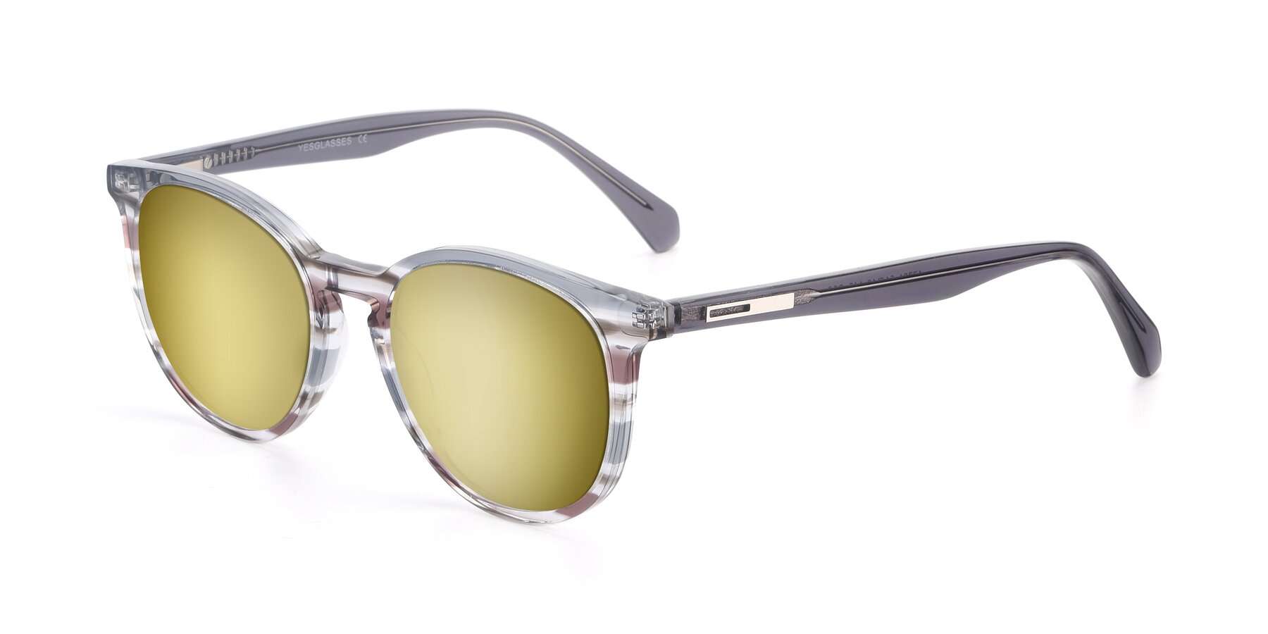 Angle of 17721 in Stripe Grey with Gold Mirrored Lenses