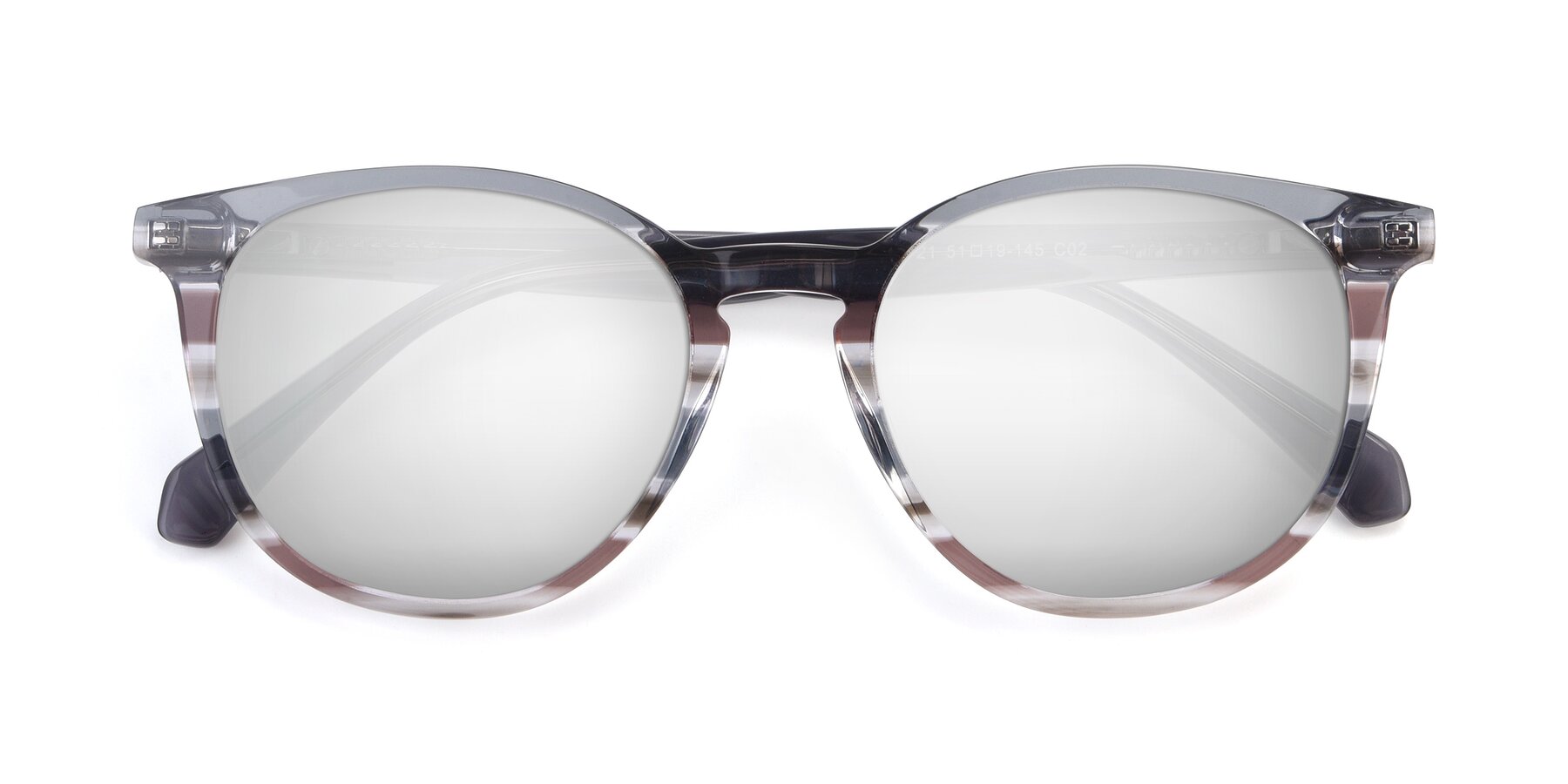 Folded Front of 17721 in Stripe Grey with Silver Mirrored Lenses