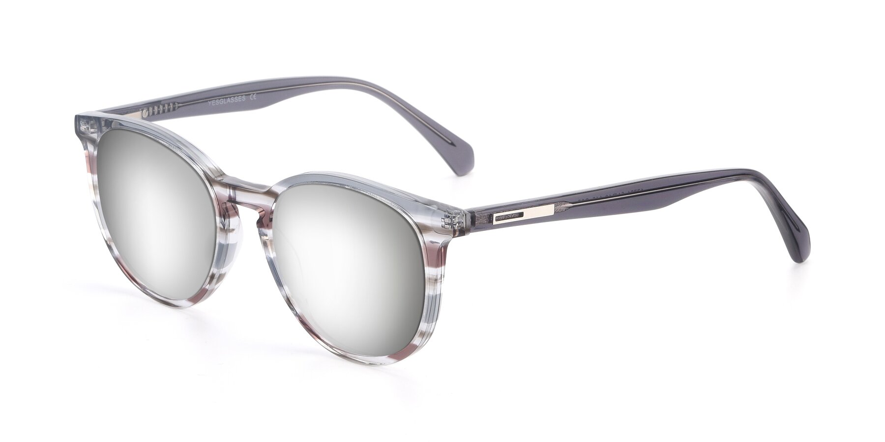 Angle of 17721 in Stripe Grey with Silver Mirrored Lenses