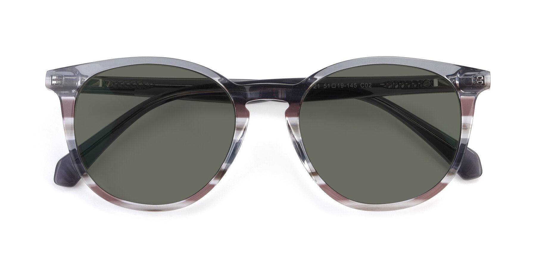 Folded Front of 17721 in Stripe Grey with Gray Polarized Lenses