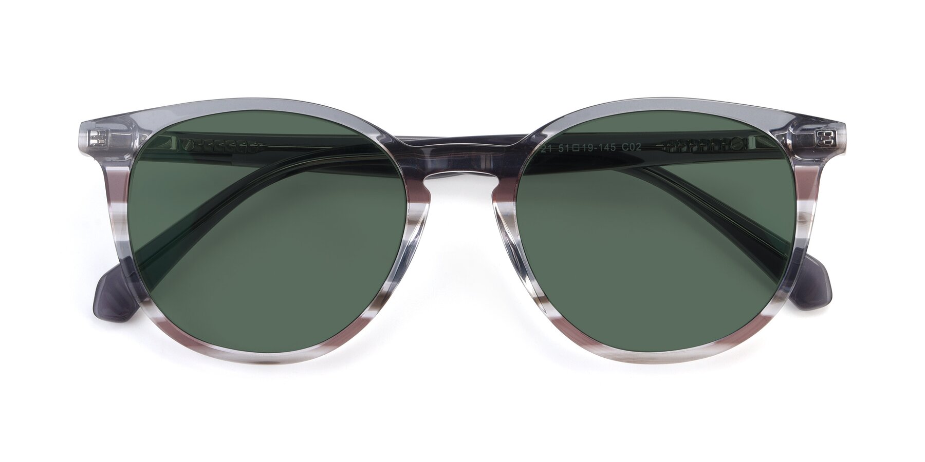 Folded Front of 17721 in Stripe Grey with Green Polarized Lenses