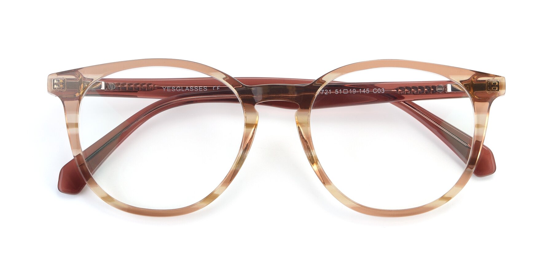 Folded Front of 17721 in Stripe Caramel with Clear Eyeglass Lenses