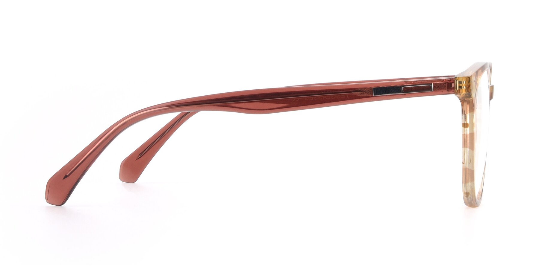 Side of 17721 in Stripe Caramel with Clear Reading Eyeglass Lenses