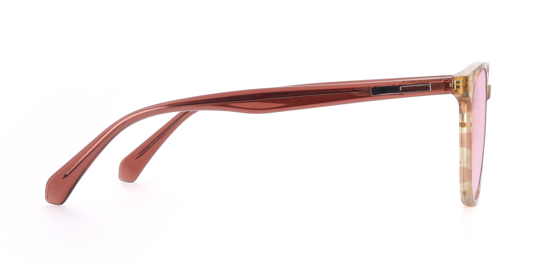 Side of 17721 in Stripe Caramel with Light Pink Tinted Lenses
