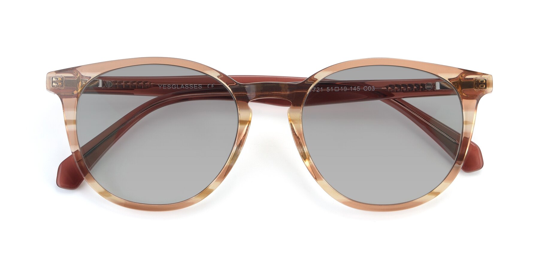 Folded Front of 17721 in Stripe Caramel with Light Gray Tinted Lenses