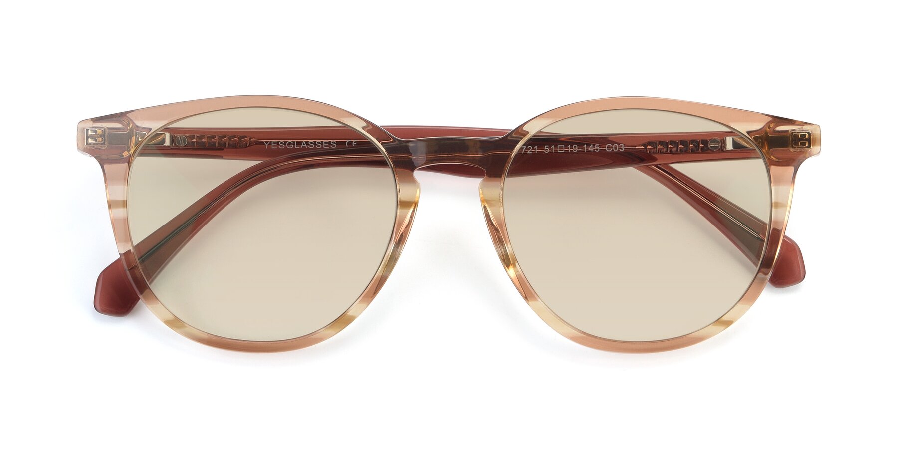 Folded Front of 17721 in Stripe Caramel with Light Brown Tinted Lenses