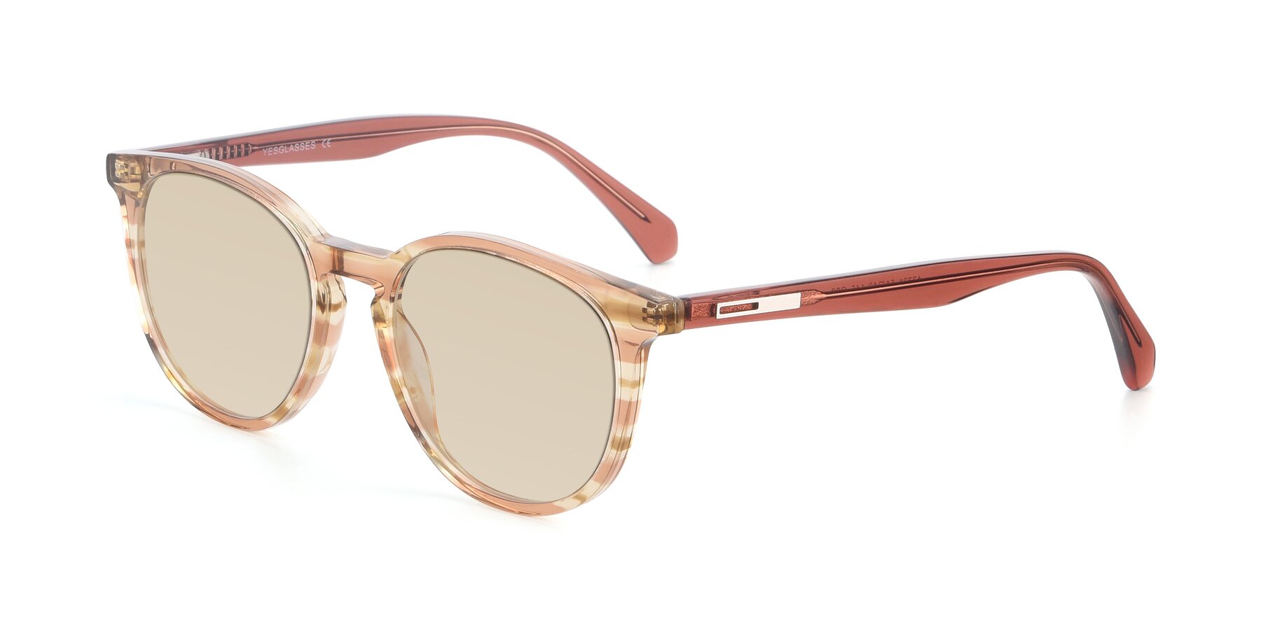 Angle of 17721 in Stripe Caramel with Light Brown Tinted Lenses