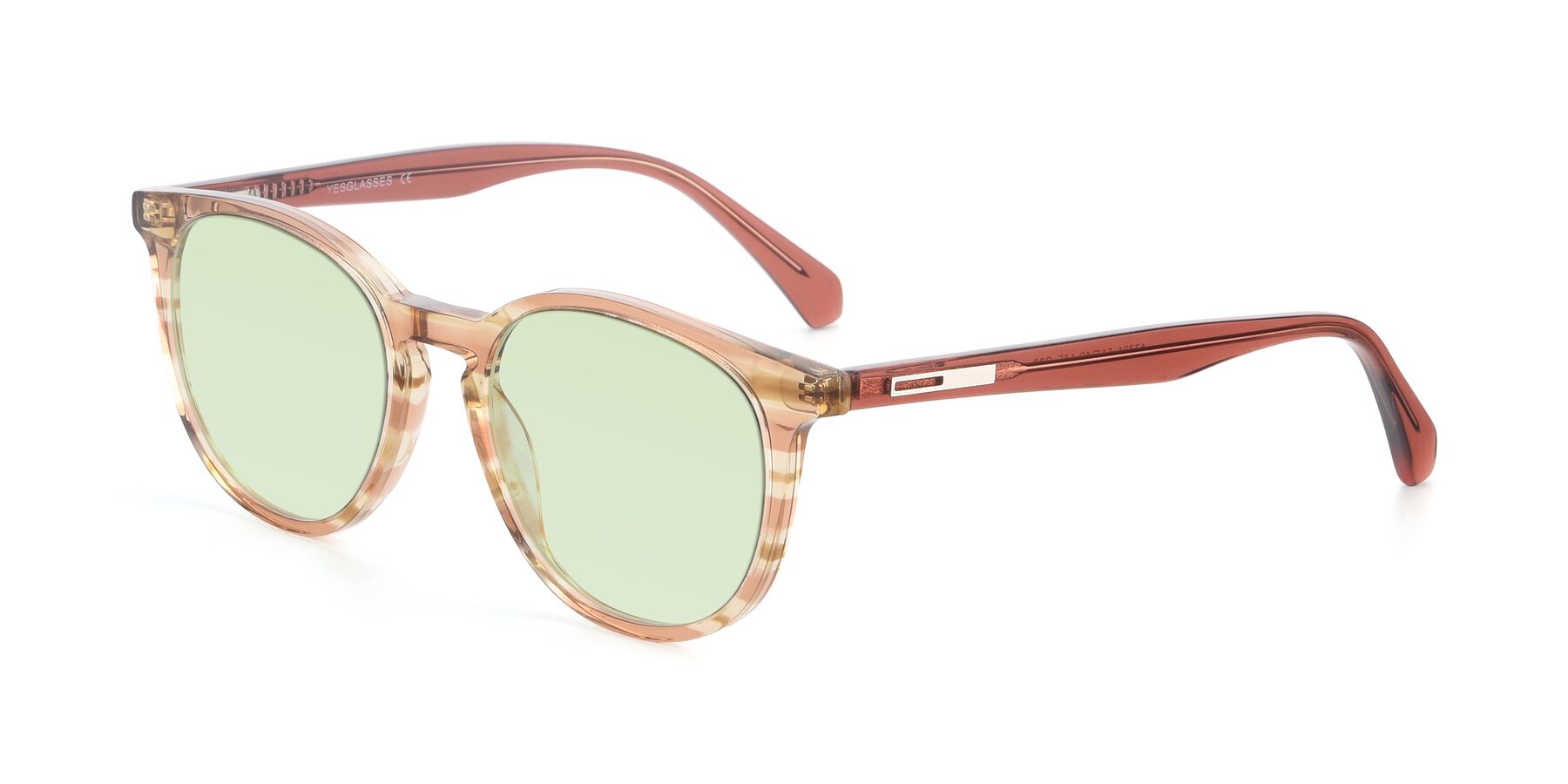 Angle of 17721 in Stripe Caramel with Light Green Tinted Lenses