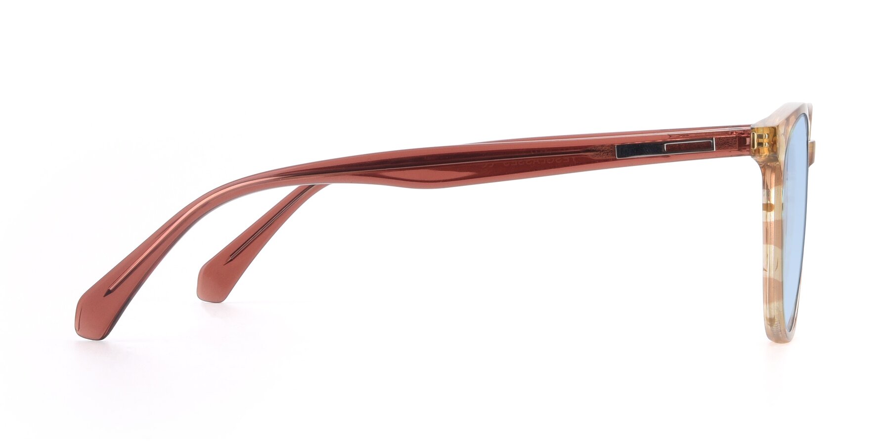 Side of 17721 in Stripe Caramel with Light Blue Tinted Lenses