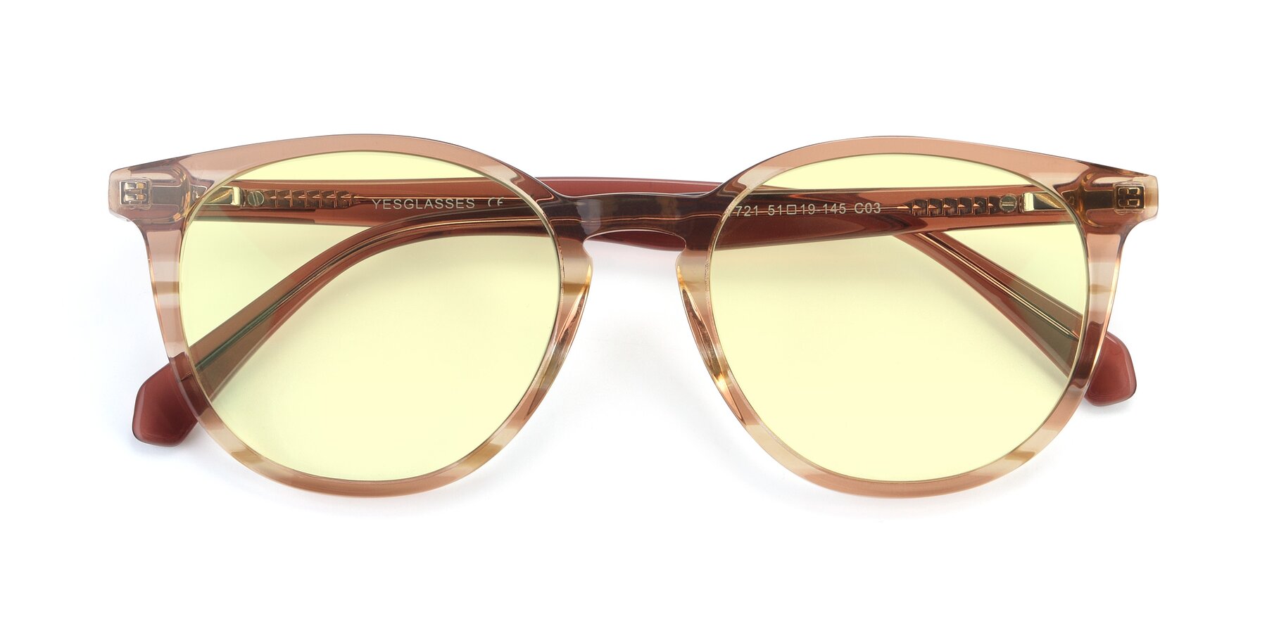 Folded Front of 17721 in Stripe Caramel with Light Yellow Tinted Lenses
