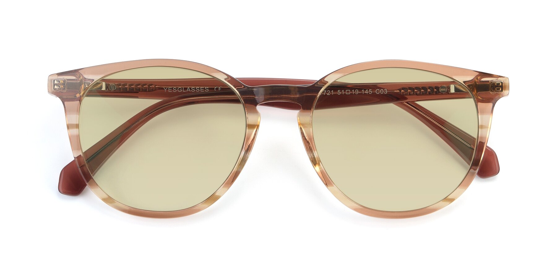 Folded Front of 17721 in Stripe Caramel with Light Champagne Tinted Lenses