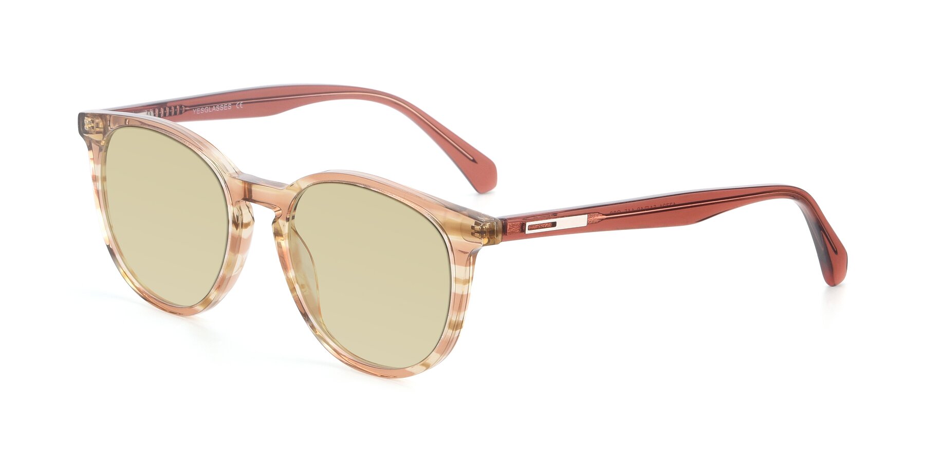 Angle of 17721 in Stripe Caramel with Light Champagne Tinted Lenses