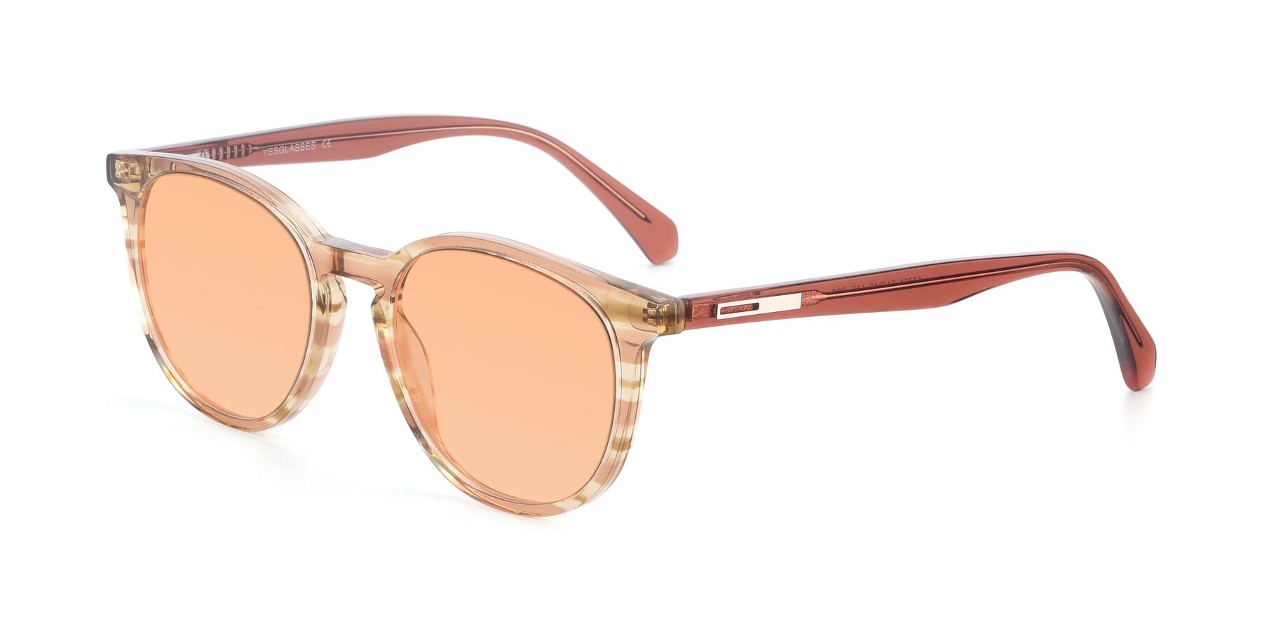 Angle of 17721 in Stripe Caramel with Light Orange Tinted Lenses