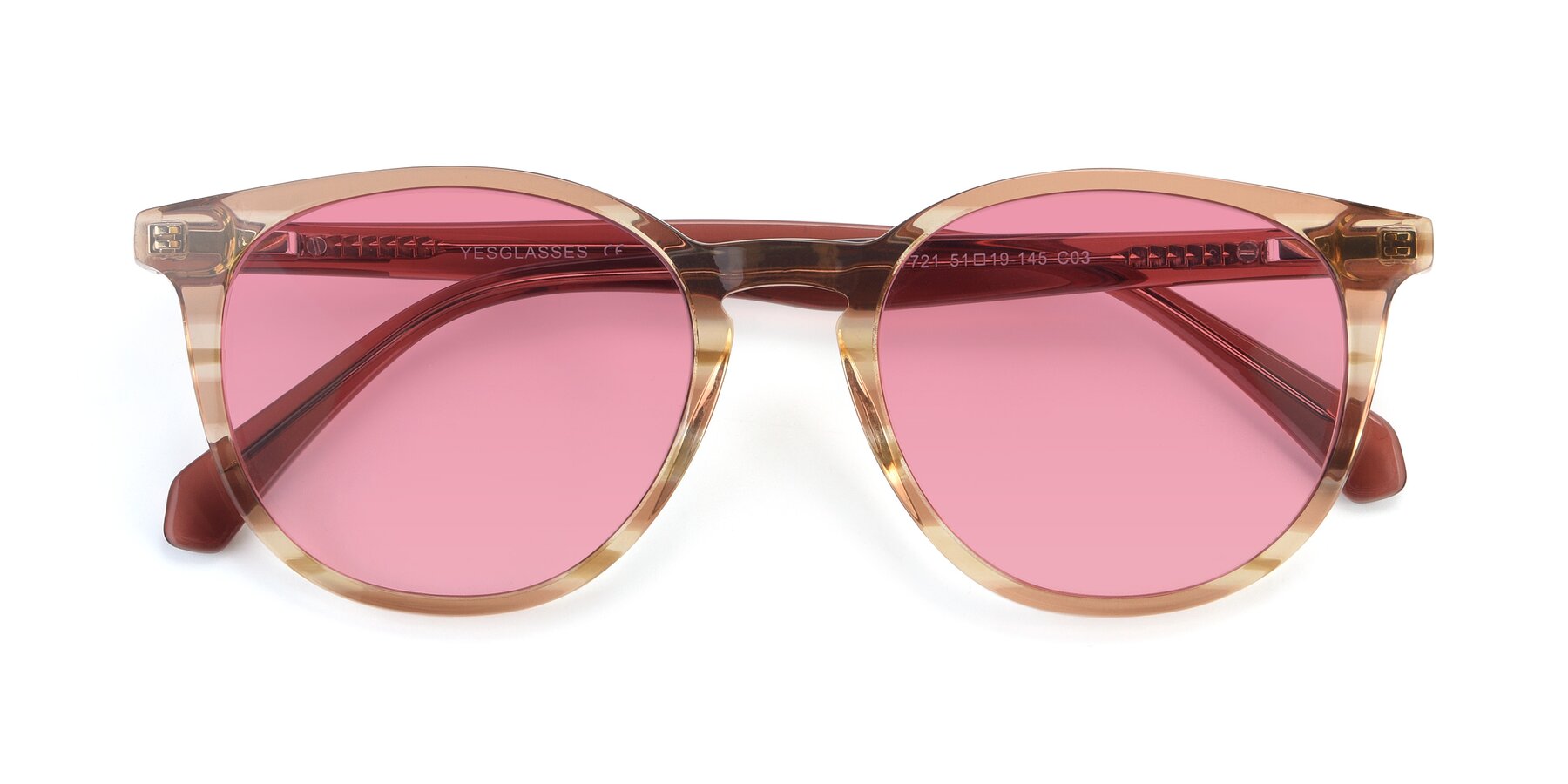 Folded Front of 17721 in Stripe Caramel with Pink Tinted Lenses