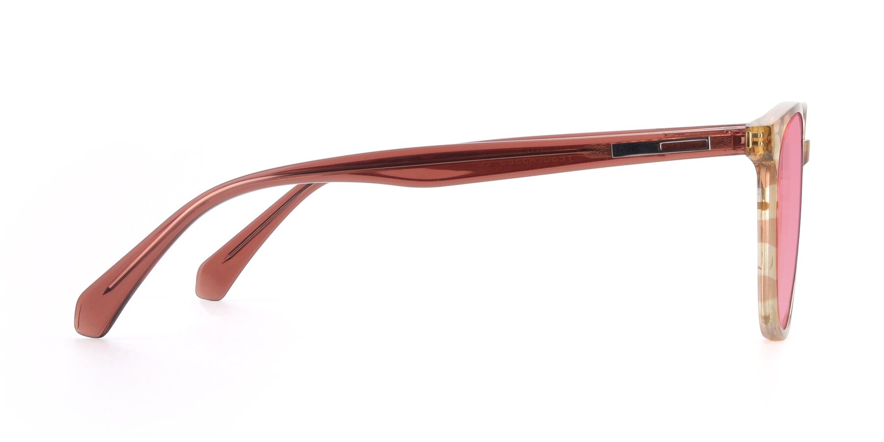 Side of 17721 in Stripe Caramel with Pink Tinted Lenses