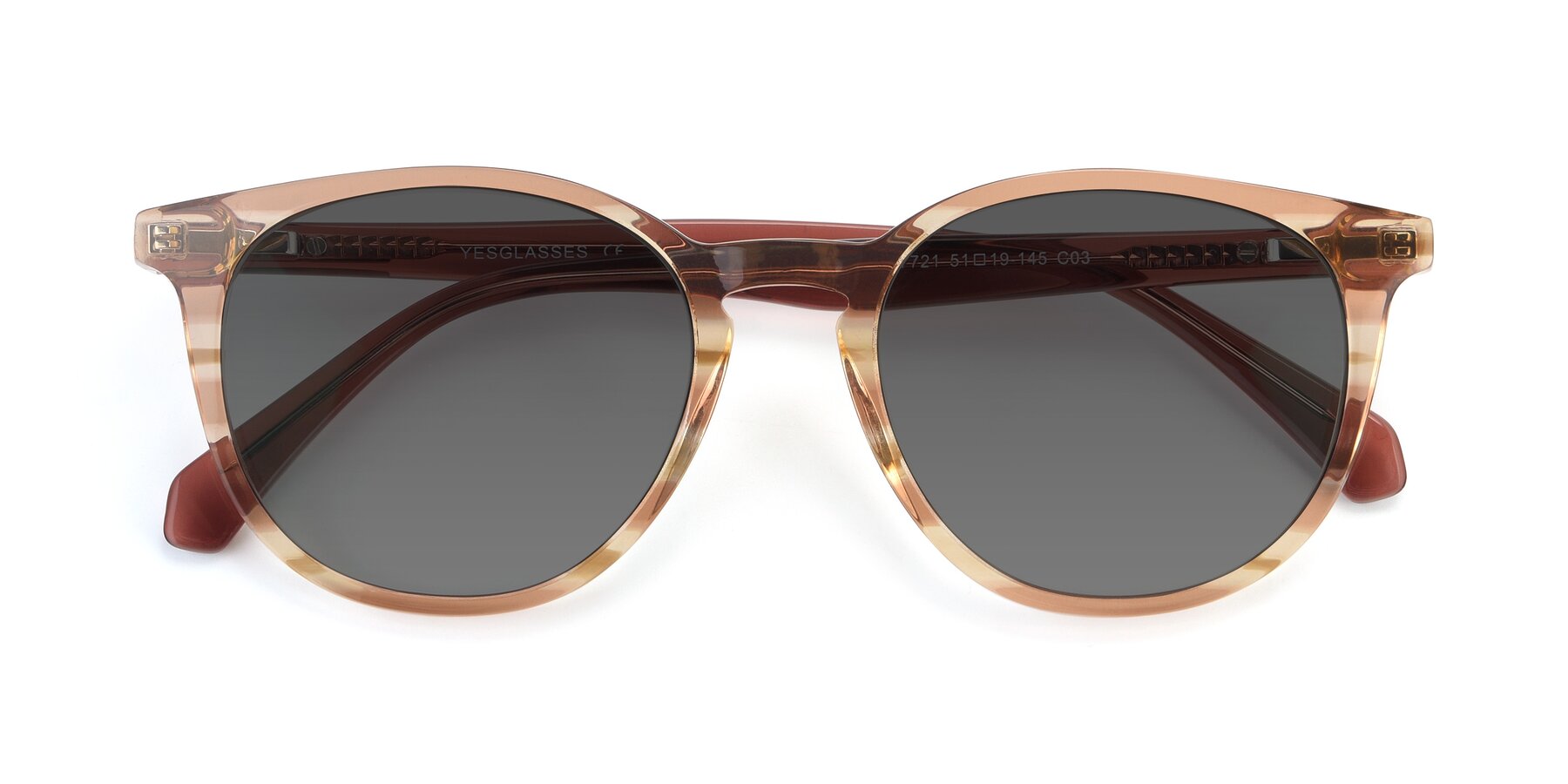 Folded Front of 17721 in Stripe Caramel with Medium Gray Tinted Lenses