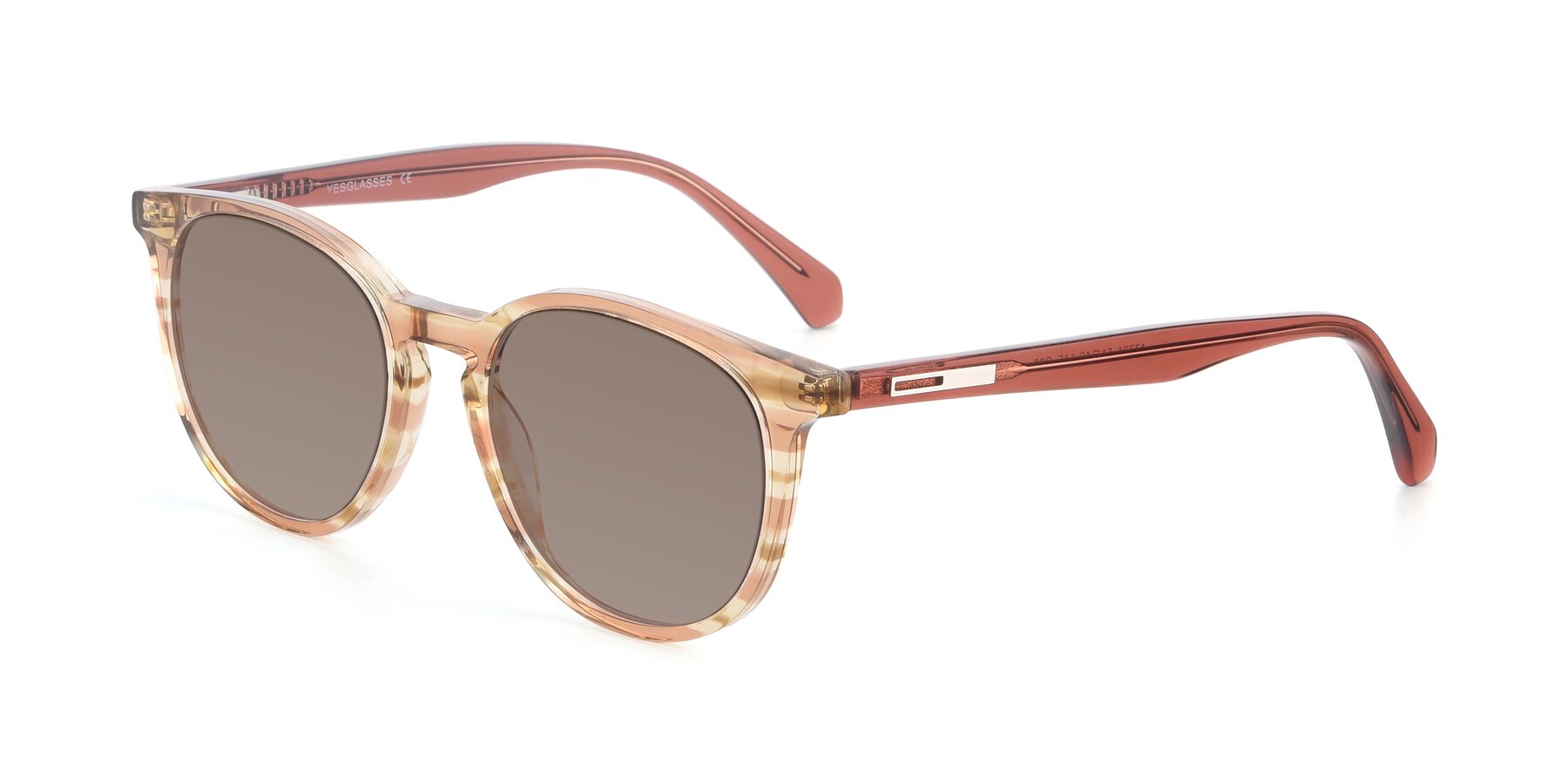 Angle of 17721 in Stripe Caramel with Medium Brown Tinted Lenses