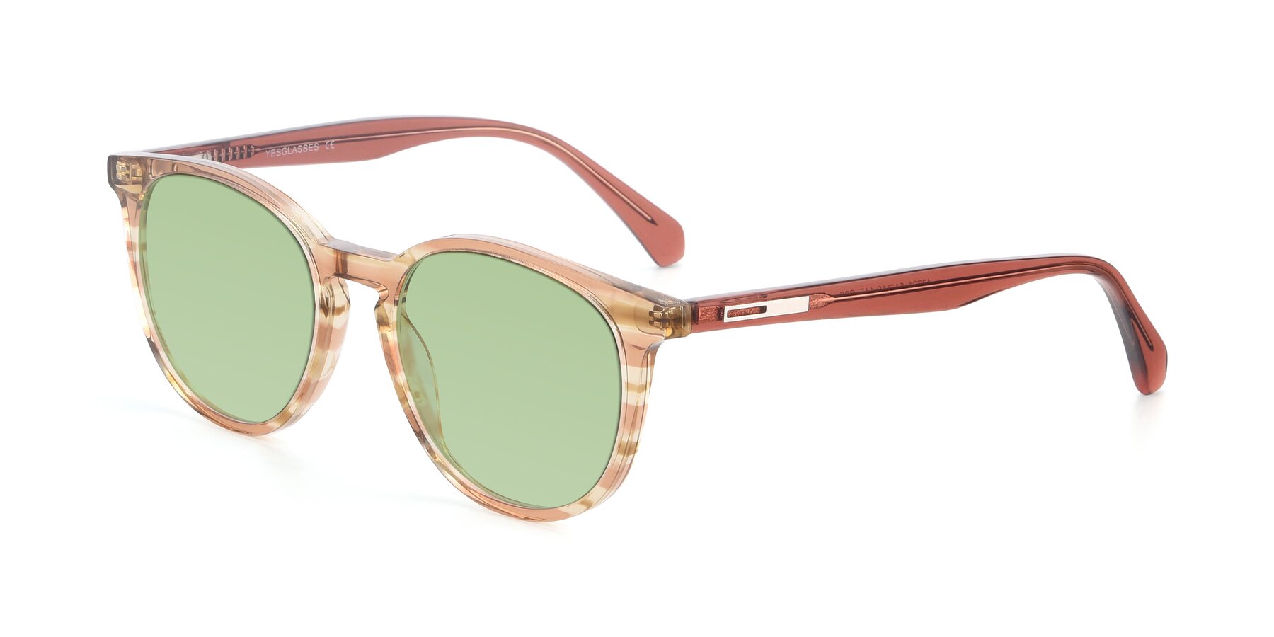 Angle of 17721 in Stripe Caramel with Medium Green Tinted Lenses