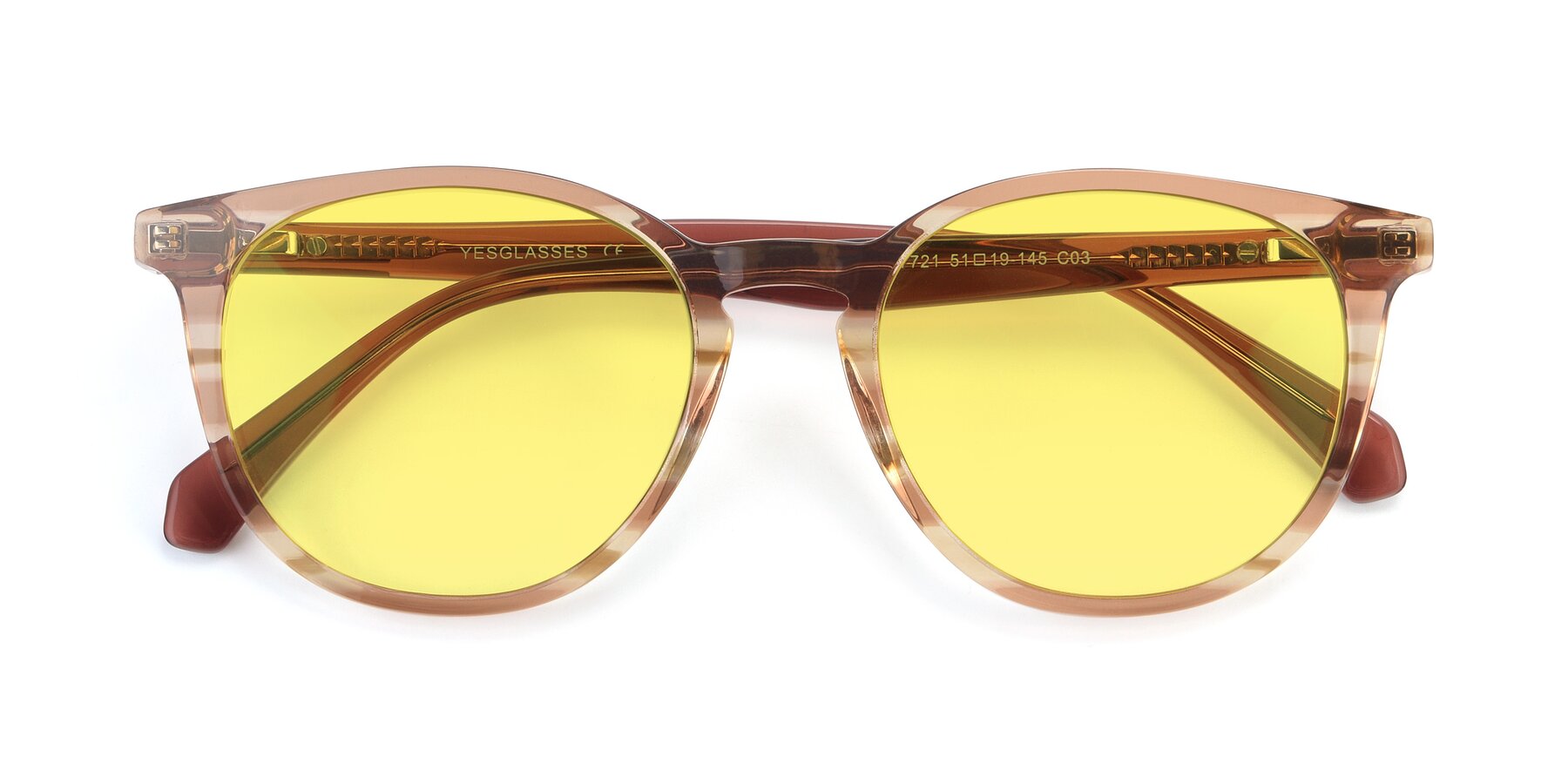 Folded Front of 17721 in Stripe Caramel with Medium Yellow Tinted Lenses