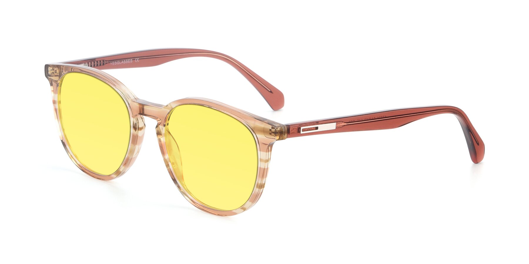 Angle of 17721 in Stripe Caramel with Medium Yellow Tinted Lenses