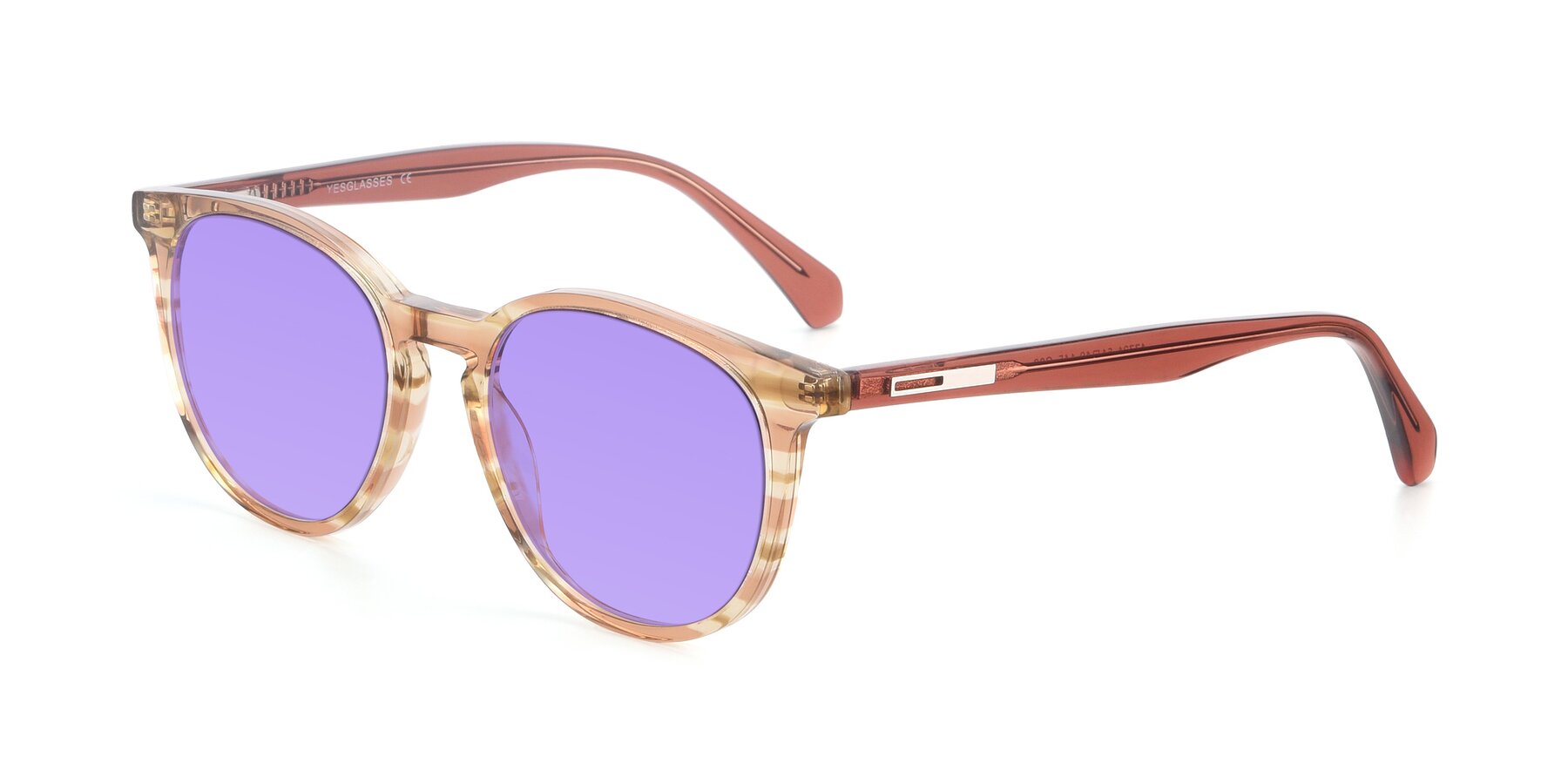 Angle of 17721 in Stripe Caramel with Medium Purple Tinted Lenses