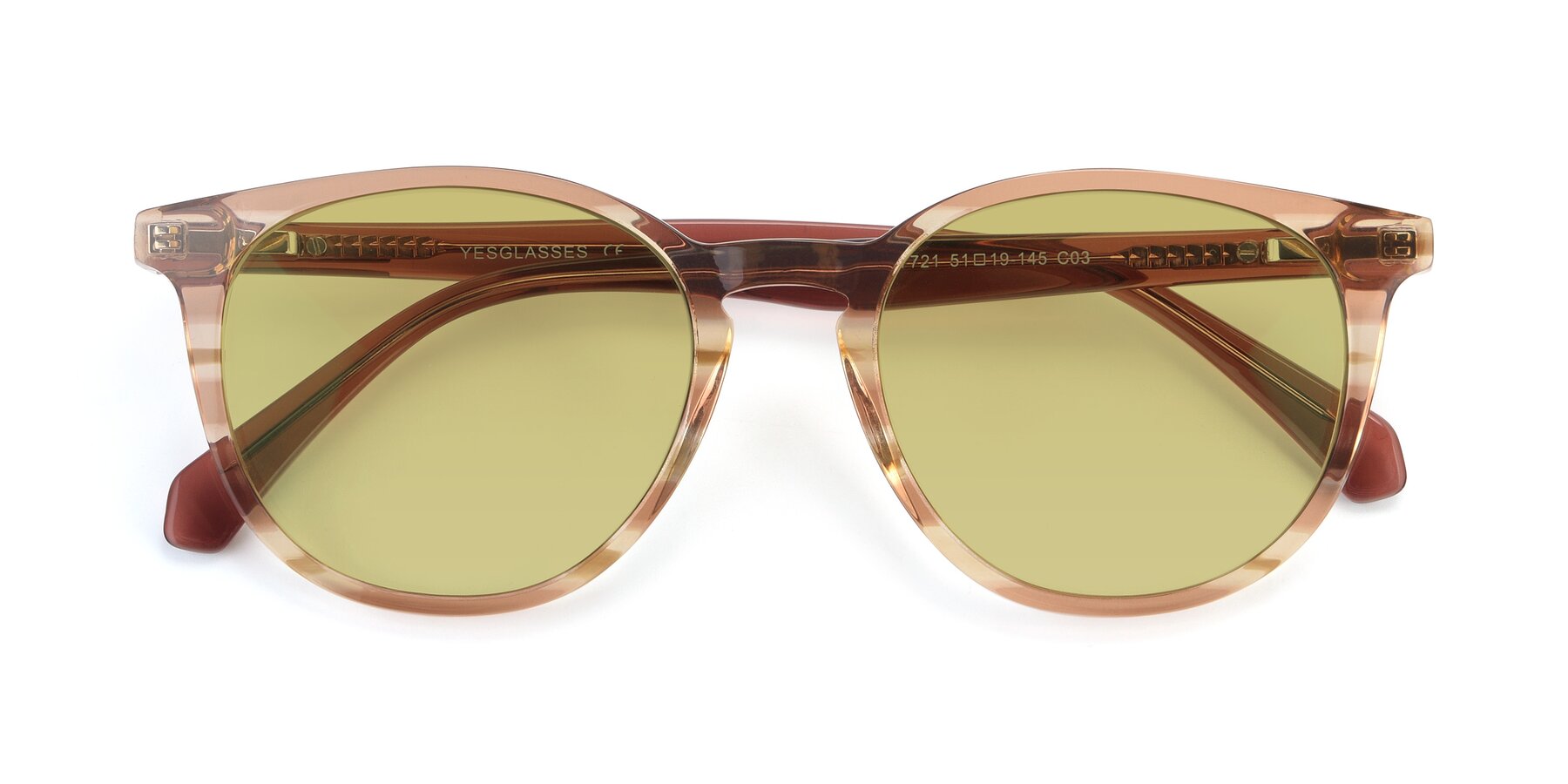 Folded Front of 17721 in Stripe Caramel with Medium Champagne Tinted Lenses