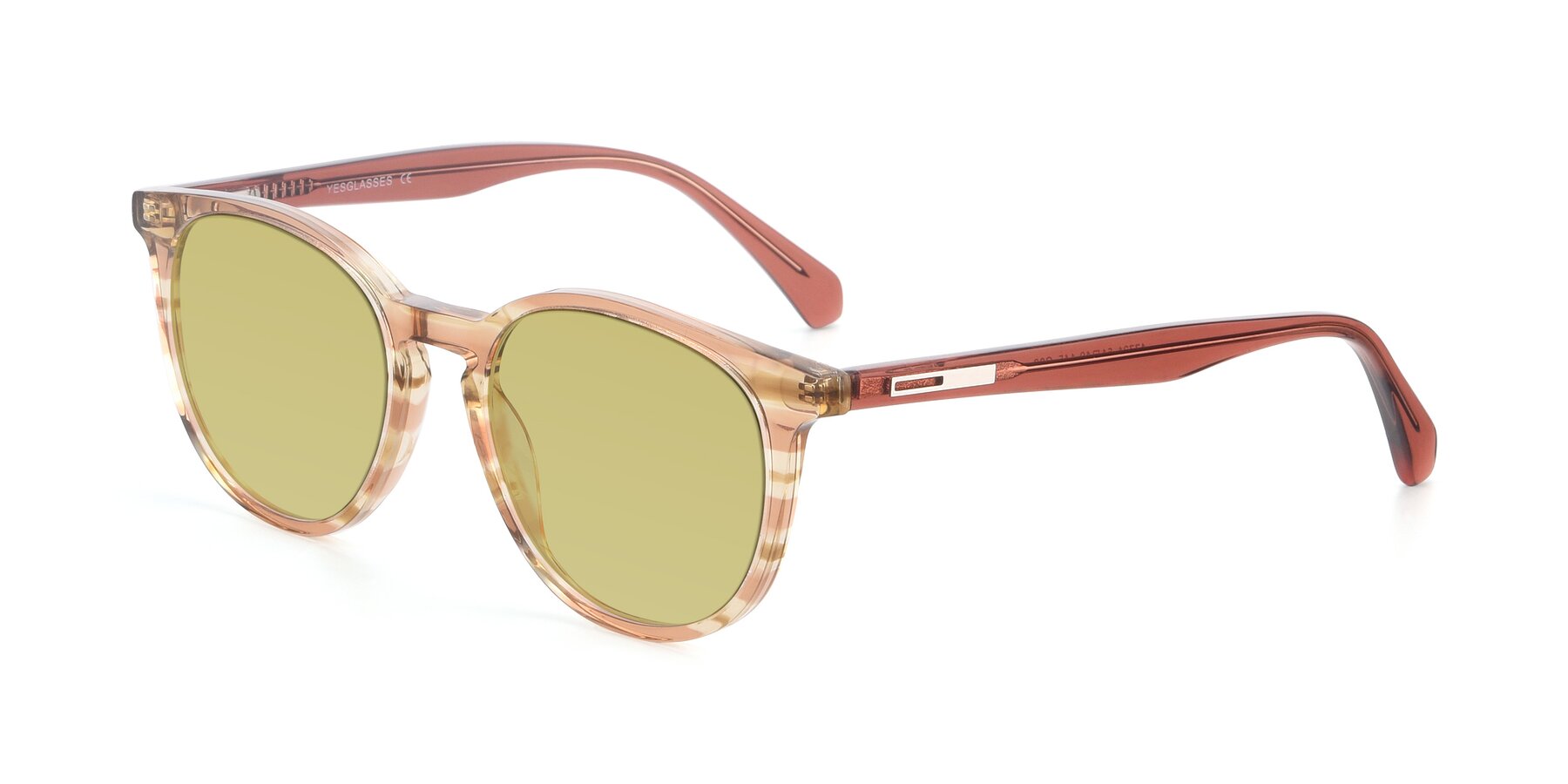 Angle of 17721 in Stripe Caramel with Medium Champagne Tinted Lenses
