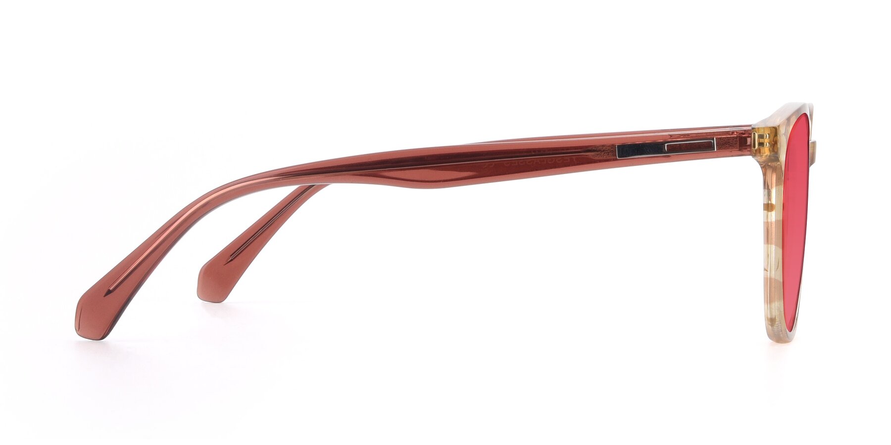 Side of 17721 in Stripe Caramel with Red Tinted Lenses