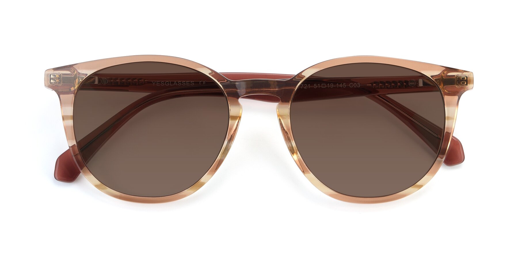 Folded Front of 17721 in Stripe Caramel with Brown Tinted Lenses