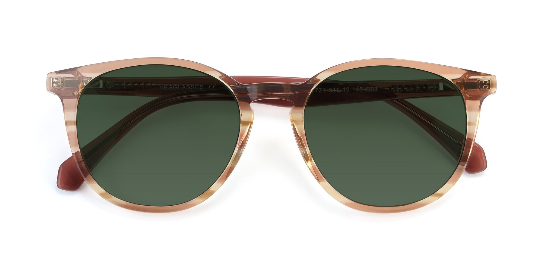 Folded Front of 17721 in Stripe Caramel with Green Tinted Lenses