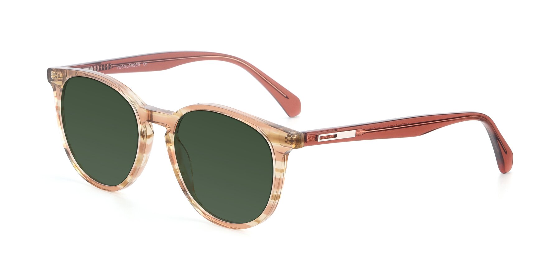 Angle of 17721 in Stripe Caramel with Green Tinted Lenses