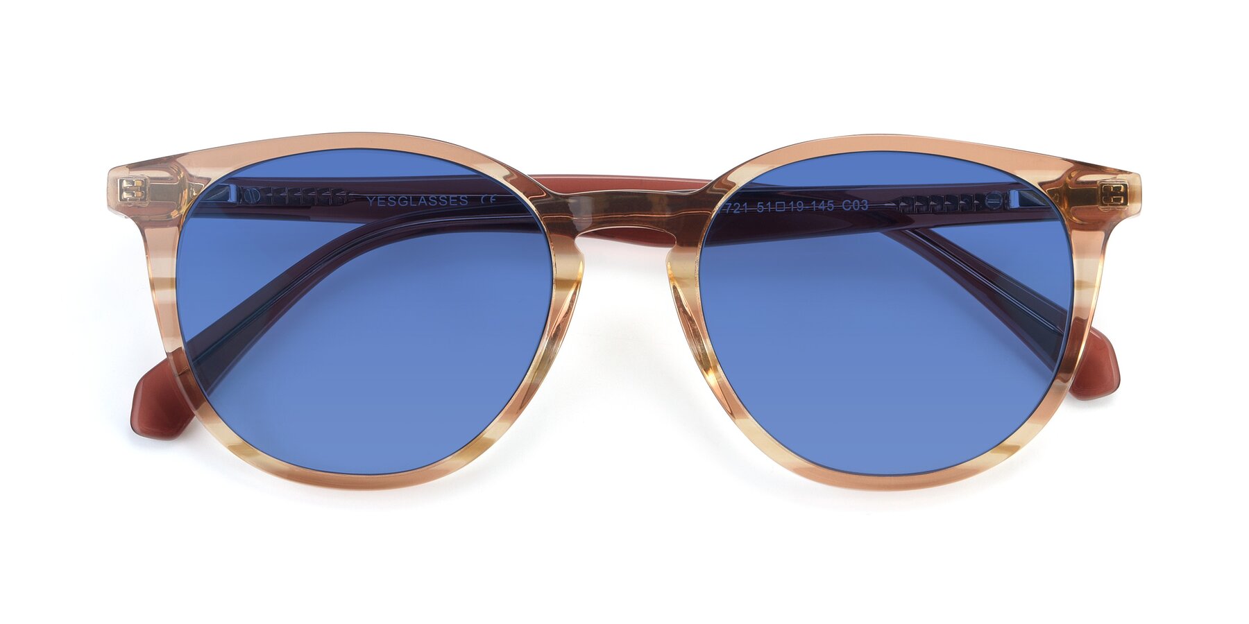 Folded Front of 17721 in Stripe Caramel with Blue Tinted Lenses