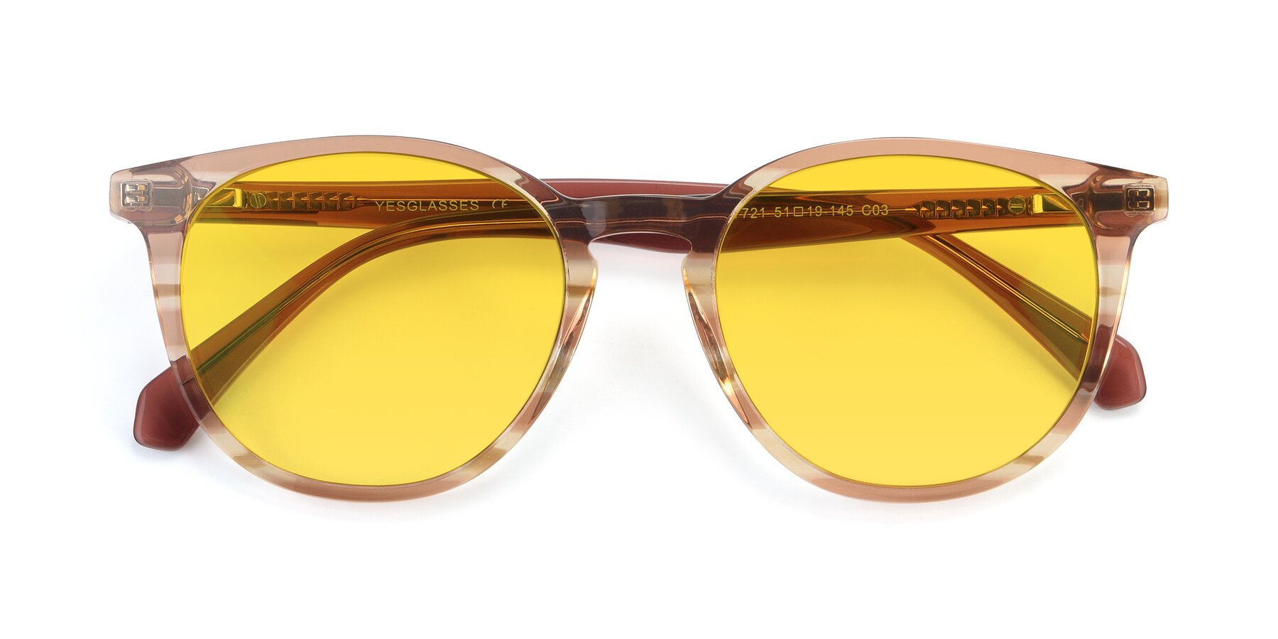 Folded Front of 17721 in Stripe Caramel with Yellow Tinted Lenses