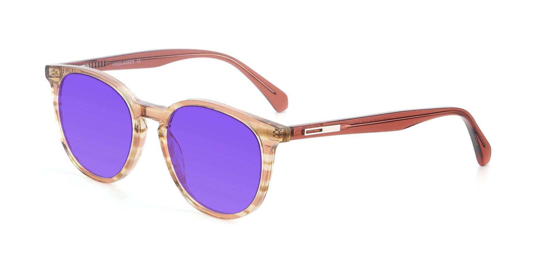 Angle of 17721 in Stripe Caramel with Purple Tinted Lenses