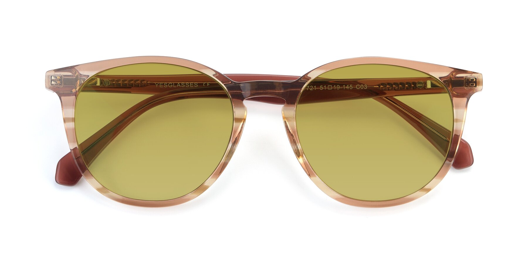 Folded Front of 17721 in Stripe Caramel with Champagne Tinted Lenses