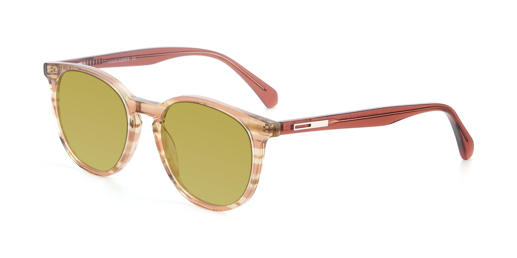 Angle of 17721 in Stripe Caramel with Champagne Tinted Lenses
