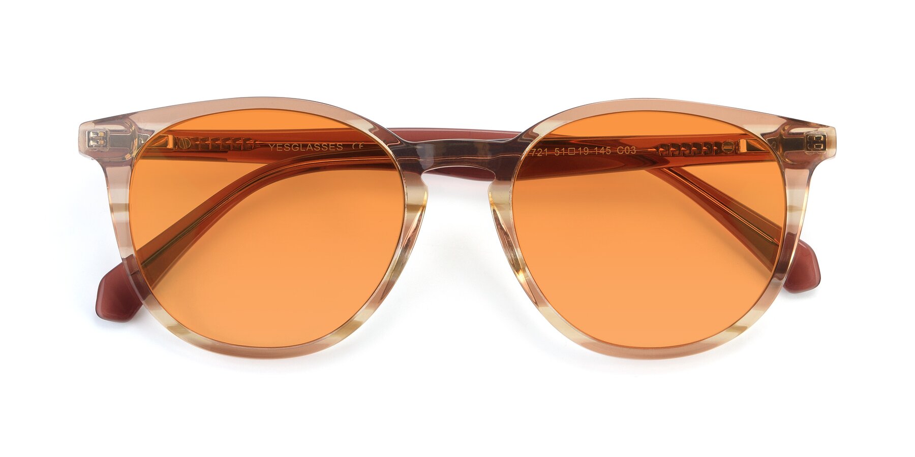 Folded Front of 17721 in Stripe Caramel with Orange Tinted Lenses