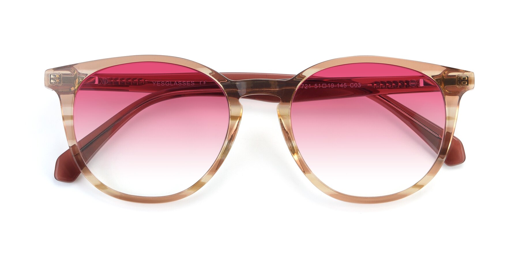 Folded Front of 17721 in Stripe Caramel with Pink Gradient Lenses