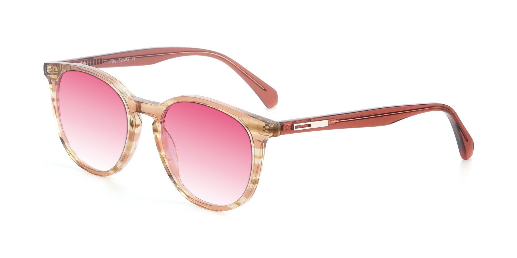 Angle of 17721 in Stripe Caramel with Pink Gradient Lenses
