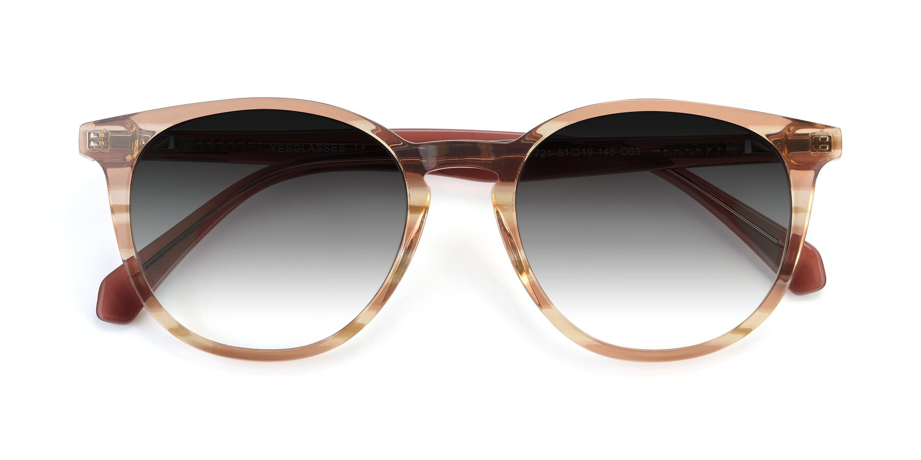 Folded Front of 17721 in Stripe Caramel with Gray Gradient Lenses