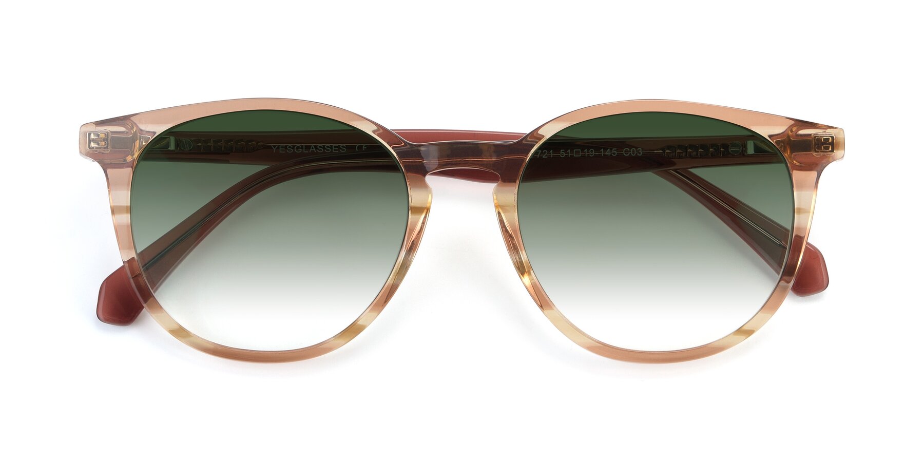 Folded Front of 17721 in Stripe Caramel with Green Gradient Lenses