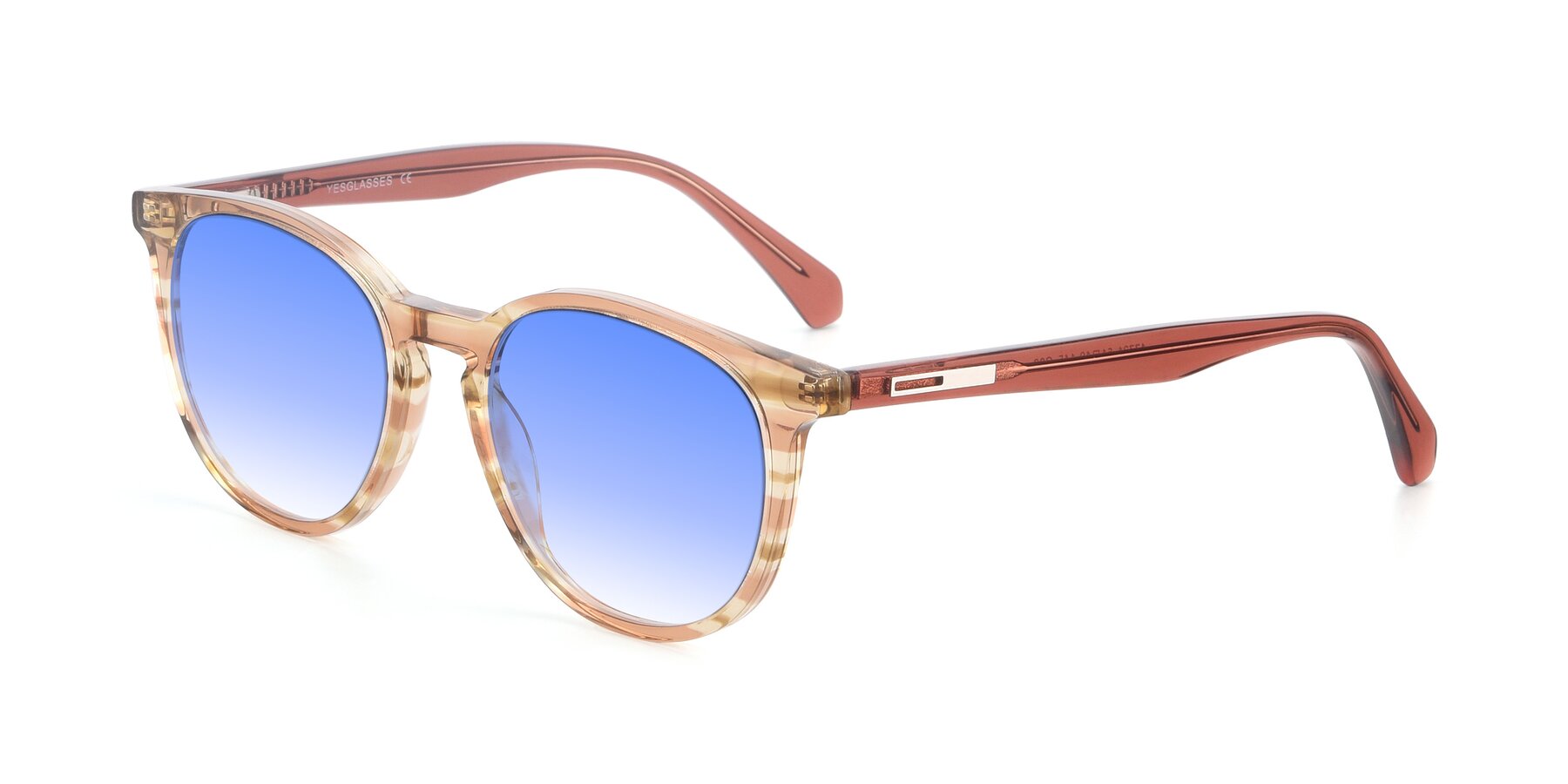 Angle of 17721 in Stripe Caramel with Blue Gradient Lenses
