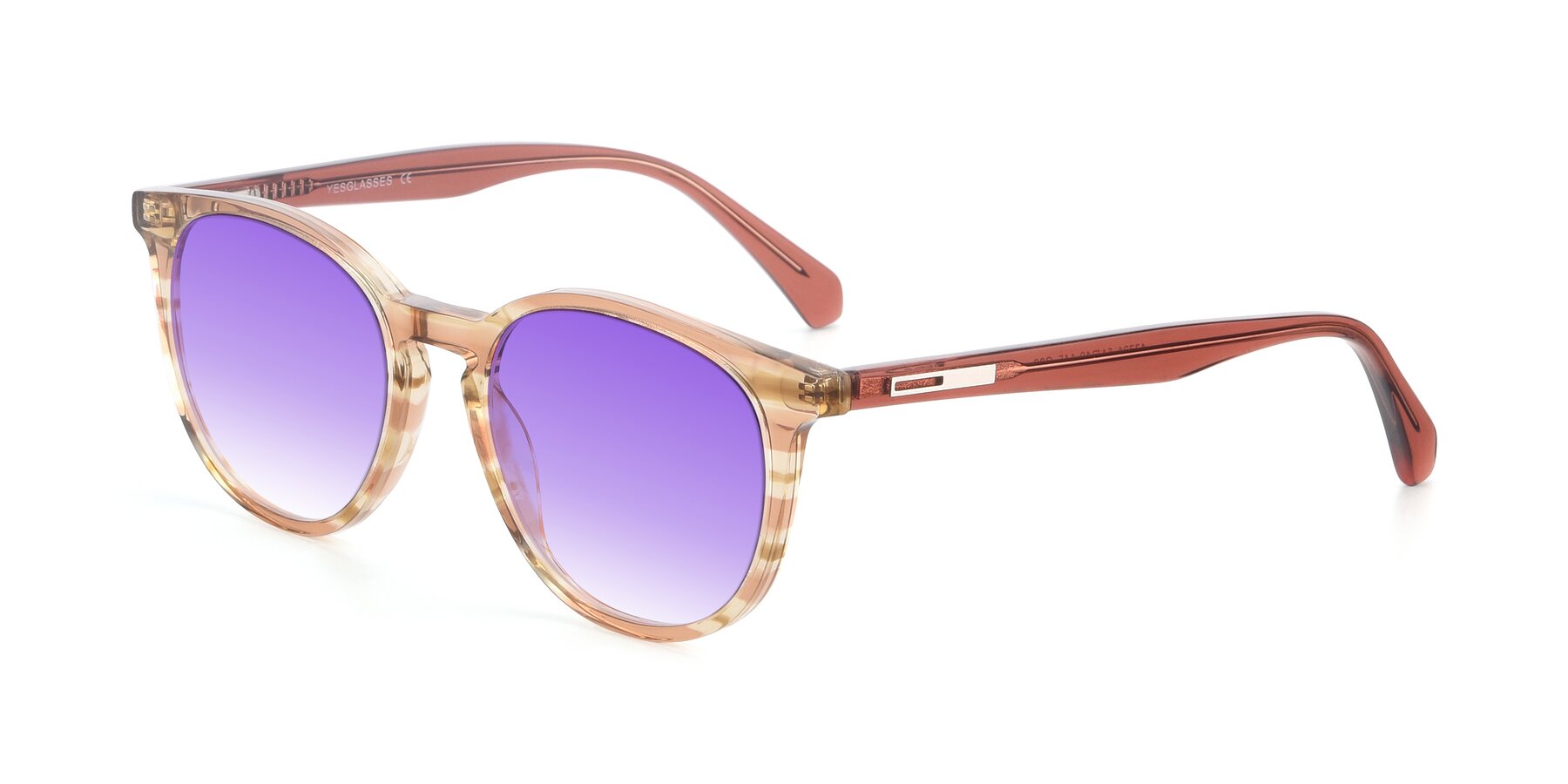 Angle of 17721 in Stripe Caramel with Purple Gradient Lenses