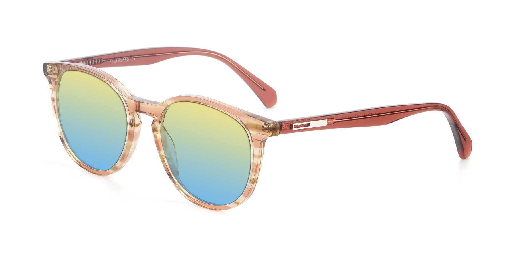 Angle of 17721 in Stripe Caramel with Yellow / Blue Gradient Lenses